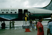 Saipan 1956 Collection, No. 69 People Getting Off The Airplane 